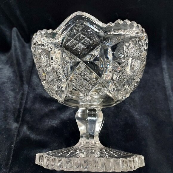 Early American Pressed Pattern Glass (EAPG)Pedestal/Compote Bowl 5" Tall Vintage - Picture 4 of 12